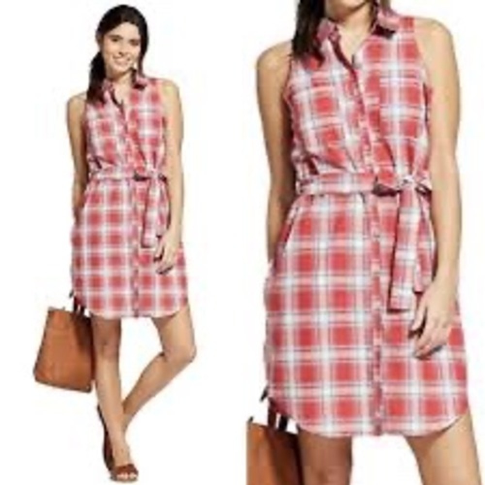 Universal thread plaid sleeveless shirt‎ dress xs summer casual travel new
